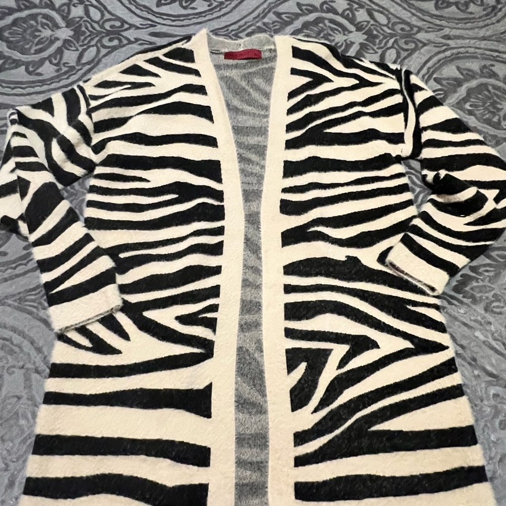 Scarlett Black and Cream Zebra Pattern Cardigan